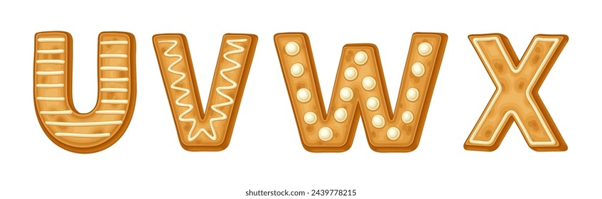 Alphabet Gingerbread Cookie Letter Uppercase Character Vector Set