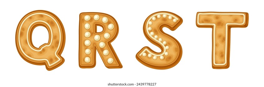 Alphabet Gingerbread Cookie Letter Uppercase Character Vector Set