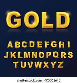 Alphabet gold color style set