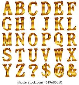 Alphabet gold metal icon