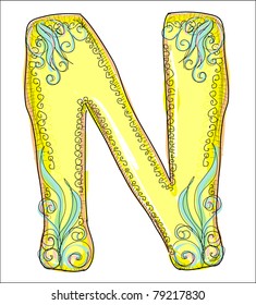 	alphabet, golden letter N