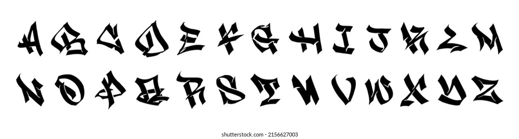 Alphabet in the Gothic graffiti style. Vector EPS 10