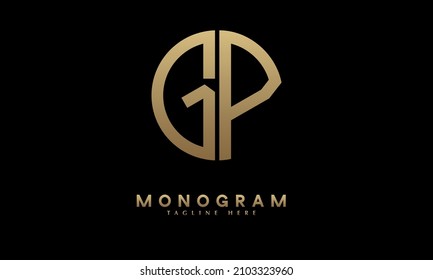 Alphabet GP or PG illustration monogram vector logo template in round shape