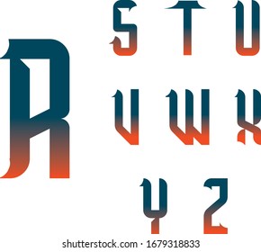 Alphabet with gradient green and orange