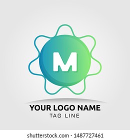 Alphabet gradient with multi color green blue purple orange A letter M letter logo X letter logo V letter logo