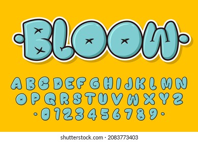  Alphabet Graffiti Bubble Cute Typography Set concept Cartoon Icon Vecto