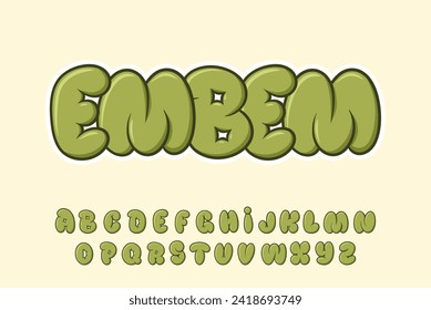 Alphabet Graffiti Fat Green Font Typeset Cartoon Vector