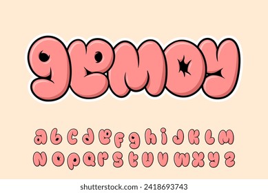 Alphabet Graffiti Fat Pink Font Typeset Cartoon Vector