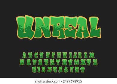 Graffiti de letras verdes del alfabeto Vector