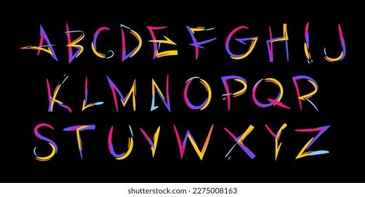 Alphabet in graffiti style. Trendy alphabet. Graphic font for your design. Vector EPS 10