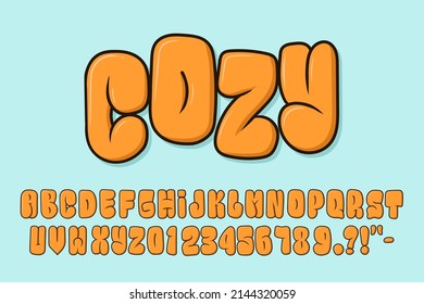 Alphabet Graffity Bubble Orange Typography Set concept Cartoon Vector