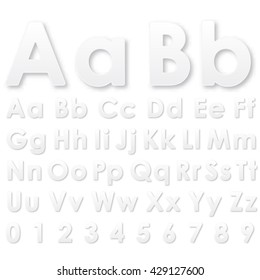 Alphabet gray pseudo 3d letters on a white
