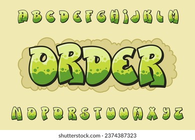 Alphabet Green Dot Gradient Graffiti Cartoon Vector