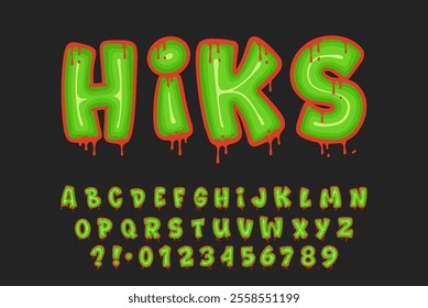 Alphabet Green Dripping Red Graffiti vector Letters