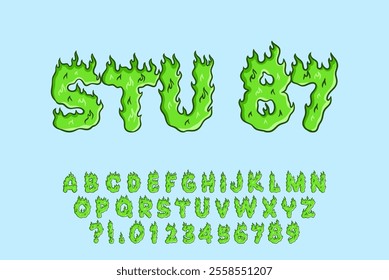 Alphabet Green Fire vector Letters