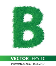 alphabet of green grass on white background, vector eps 10 illustration