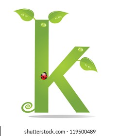 Alphabet with green leaf, eco concept
