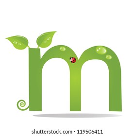 Alphabet with green leaf, eco concept