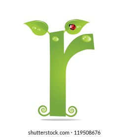 Alphabet with green leaf, eco concept