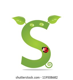 Alphabet with green leaf, eco concept