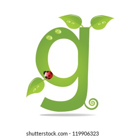 Alphabet with green leaf, eco concept