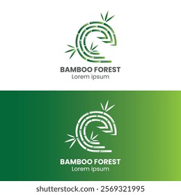 Alphabet Green Nature Bamboo E Logotype