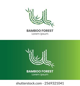 Alphabet Green Nature Bamboo U Logotype