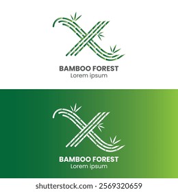 Alphabet Green Nature Bamboo X Logotype