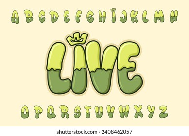  Alphabet Green Springy Graffity Two Tone Font Type Cartoon Vector