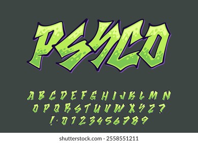 Alphabet Green Taper Graffiti vector Letters