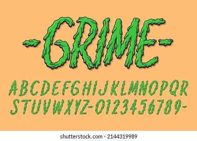 Alphabet Grime Melt Typography Set concepto Vector de dibujos animados