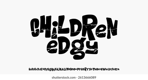 Alphabet Groovy Grunge Font, Uppercase lowercase,Creative Hand Drawn, Rough Texture Vintage Style. design for Fashion,music,poster,clothing,apparel,film, urban.Vector Illustration