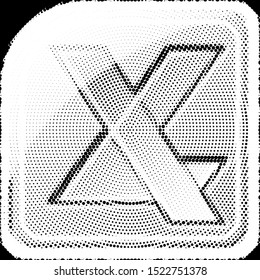 Alphabet Grunge Font Style. Letter "X" made from Halftone Dots. - Vector