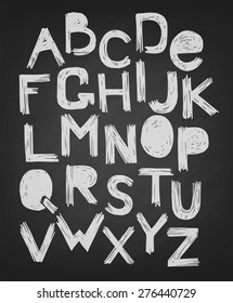 Alphabet grunge  hand draw vector. English alphabet