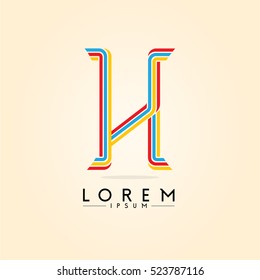 Alphabet H 3 strokes Primary colors