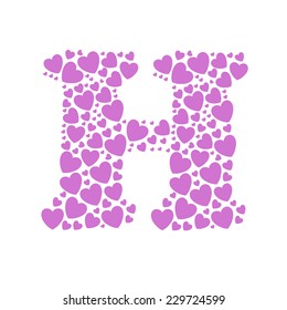Alphabet H of hearts vector illustration