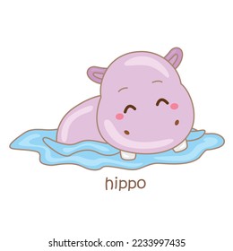 Alphabet H For Hippo Vocabulary Illustration vector Clipart