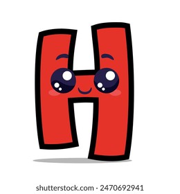 alphabet h letter character vector illustration letter art kids fun