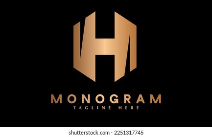 Alphabet H letter text abstract monogram vector logo template