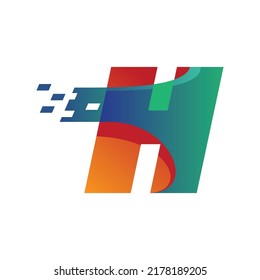 Alphabet H logo design vector template illustration with technology
