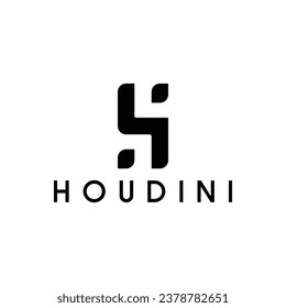 Alphabet H logo flat and text houdini vector design

