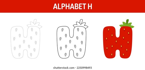 Alphabet H tracing and coloring worksheet for kids