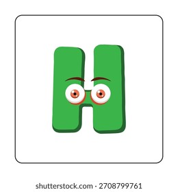 Cartas de animação de vetor H do alfabeto