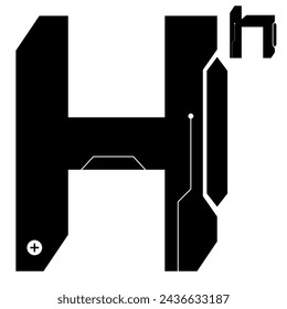 Alphabet H Vector in Future style,Cyber,Futuristic in Black Icon Bold Fonts