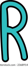 Alphabet, handgezeichnet, Vektorgrafik, Stil der 90er, Buchstabe, Typografie, Doodle, Buchstabe r
