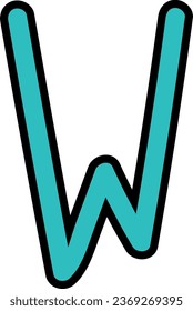 alphabet, hand draw, vector, 90s style, letter, typography, doodle, letter w