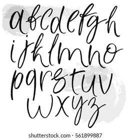 Alphabet hand drawing ink brush pen grunge calligraphy letters