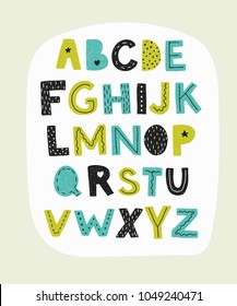 Alphabet. Hand drawn letters isolated on white background. Colorful vector illustration. Design elements for scrapbooking.