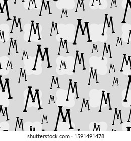 Alphabet hand drawn letters seamless abstract vector pattern