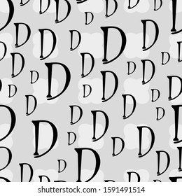 Alphabet hand drawn letters seamless abstract vector pattern